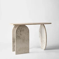 Francesco Maria Messina Consoles<Roma Travertino Marble With Raw Finish Console