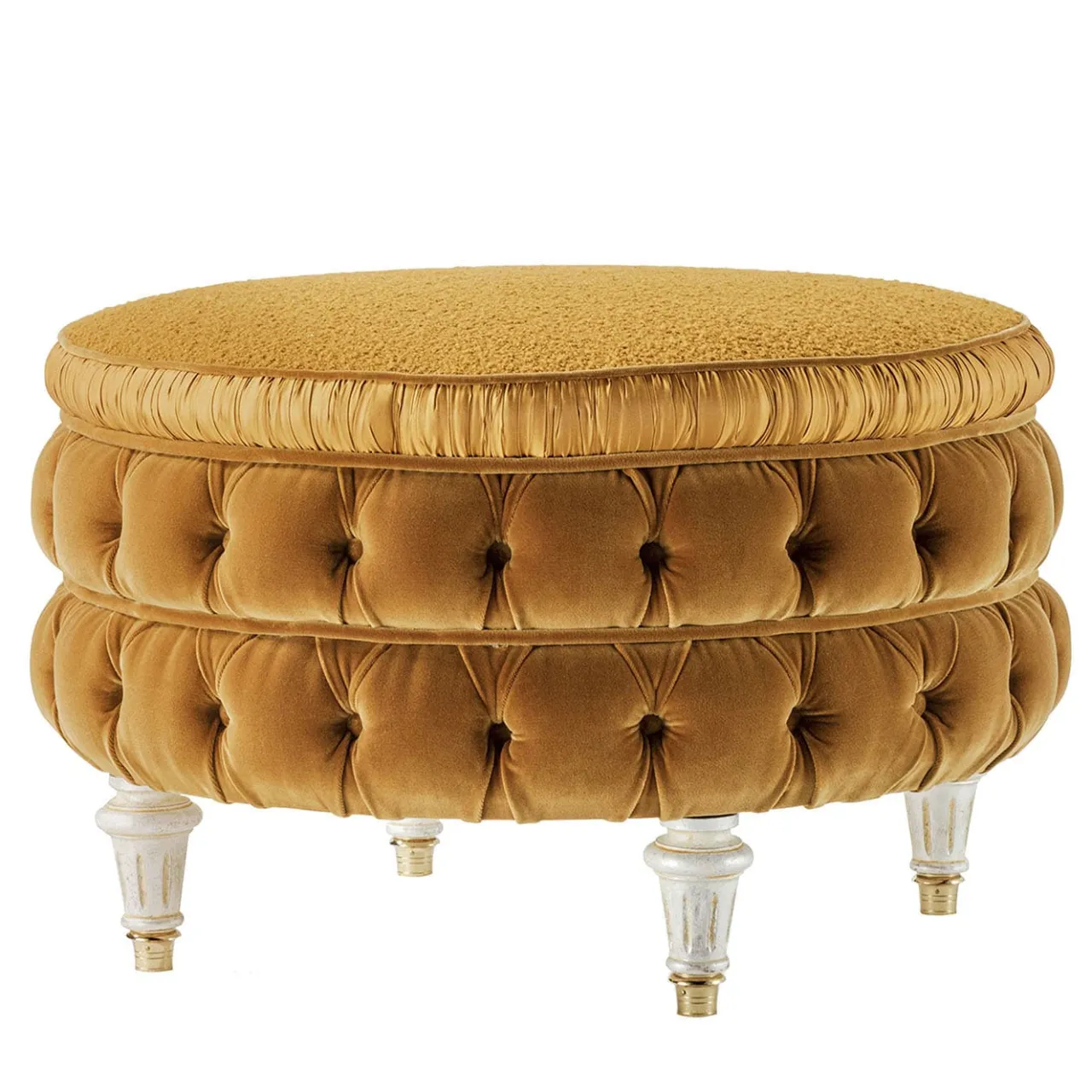 Provasi Ottomans & Poufs<Round Pouf With Capitonnè