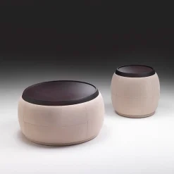 Fratelli Boffi Ottomans & Poufs<Round Upholstered Pouf in Canaletto Walnut #2