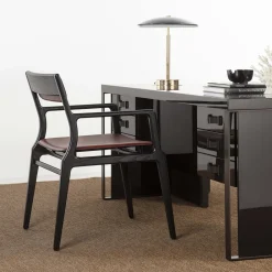 Galimberti Nino Chairs<Roza Black Wood & Leather Chair