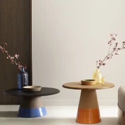 Morica Design Coffee Tables<Sablier Small Table with Clay Base & Laguna Oak Veneer Top