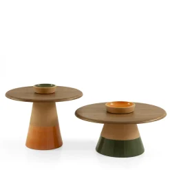Morica Design Coffee Tables<Sablier Small Table with Clay Base & Canaletto Veneer Wood Top