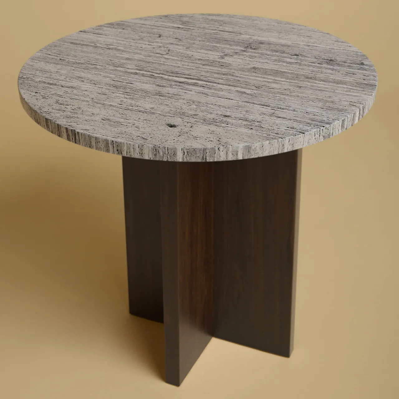 Lebanto Side Tables<Sherman Side Table in Travertine Titanium and Solid Oak