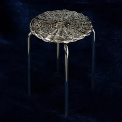 Caspal Stools<Silver Plated Woven Metal Stool