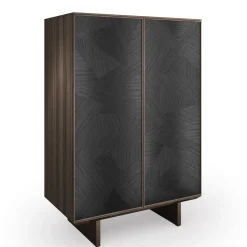 Arcari Arredamenti Cabinets<Solferino Canaletto walnut burnished anthracite black inlay door sideboard