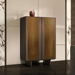 Arcari Arredamenti Cabinets<Solferino Canaletto walnut burnished bronze liquid metal doors sideboard