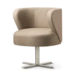 Ghidini 1961 Armchairs<Spritz Swivel Beige Leather Dining Armchair by Lorenza Bozzoli