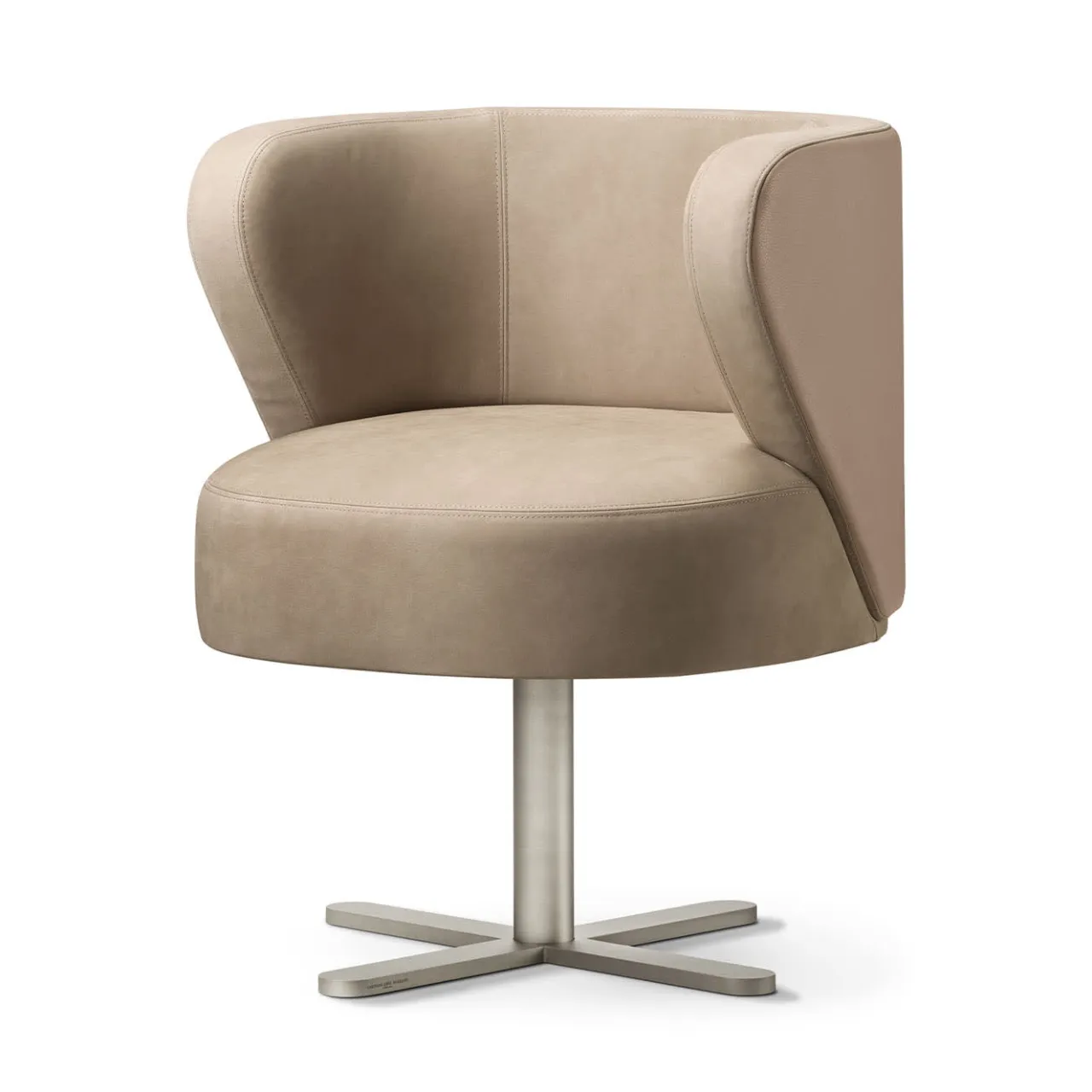 Ghidini 1961 Armchairs<Spritz Swivel Beige Leather Dining Armchair by Lorenza Bozzoli