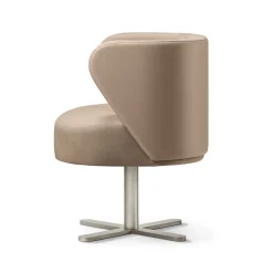 Ghidini 1961 Armchairs<Spritz Swivel Beige Leather Dining Armchair by Lorenza Bozzoli
