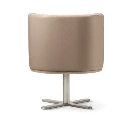 Ghidini 1961 Armchairs<Spritz Swivel Beige Leather Dining Armchair by Lorenza Bozzoli