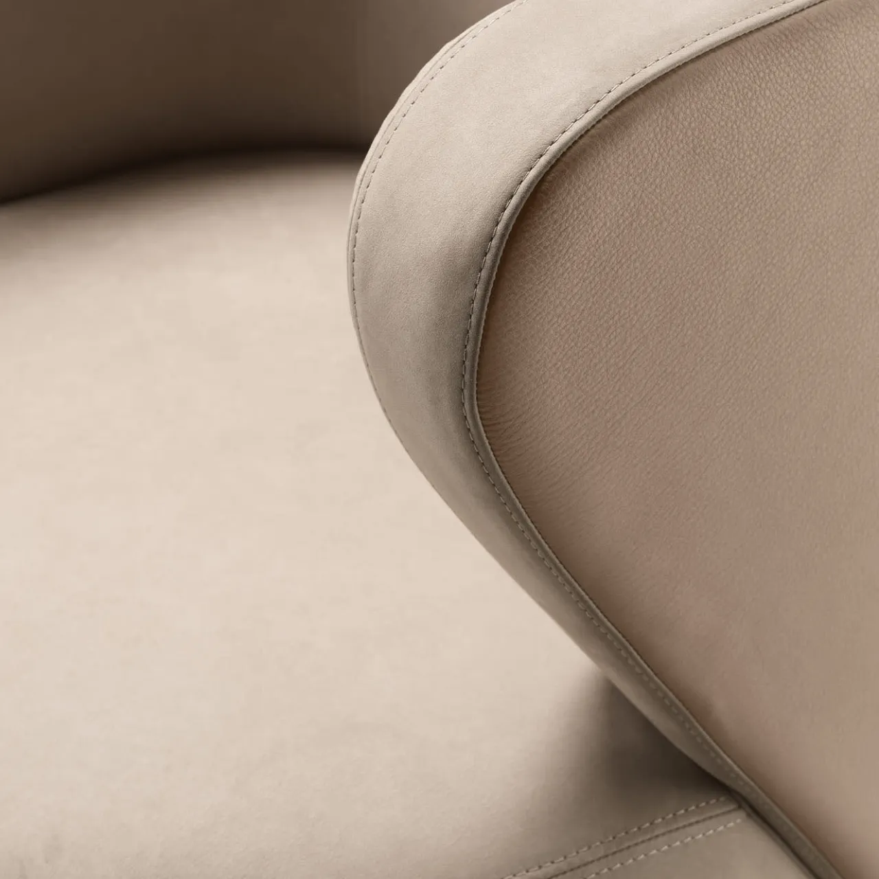 Ghidini 1961 Armchairs<Spritz Swivel Beige Leather Dining Armchair by Lorenza Bozzoli