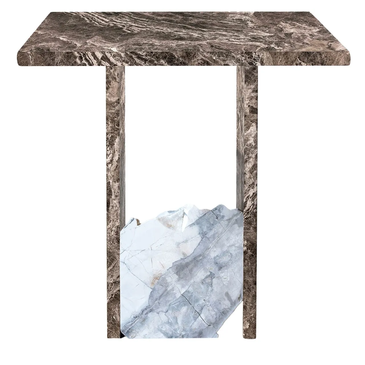 Stone Stackers Side Tables<SST013-3 Toffee Brown& Invisible Gray Marble Side Table