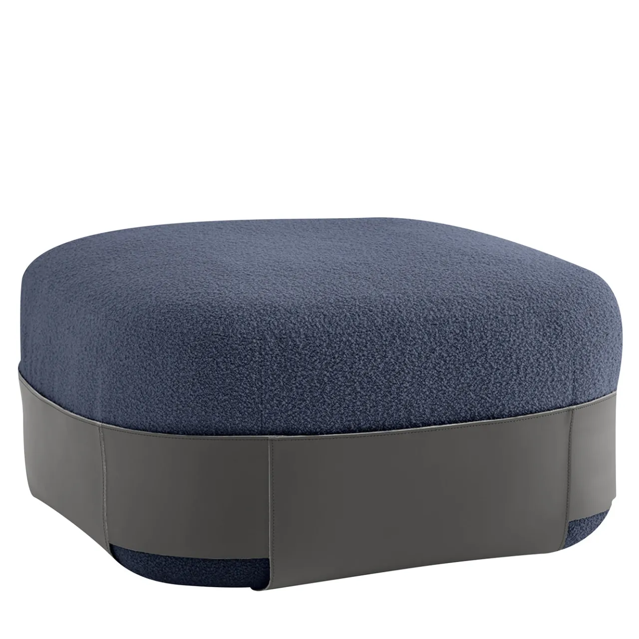 Morica Design Ottomans & Poufs<SUMO Blue Bouclé Pouf with Leather Pocket