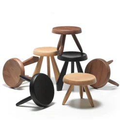 Cassina Stools<Tabouret Berger Black Oak Stool by Charlotte Perriand