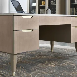 Guerra Vanni Desk & Writing Tables<Taupe Eucalyptus Writing Desk with Champagne Handles from Studio Privè Collection