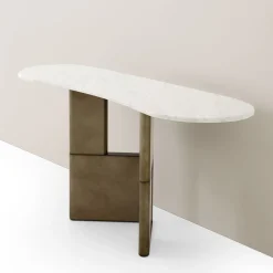 Morica Design Consoles<Tetris with Marble Top & Wood Bronze Lacquered Legs Console