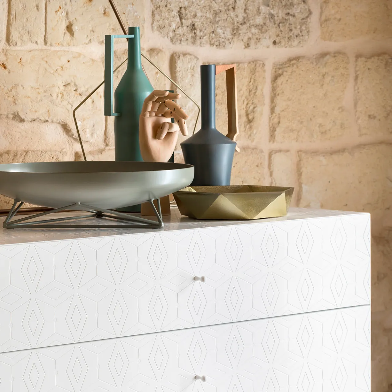 Barba Design Dressers<Tiles White 6-Drawer Dresser
