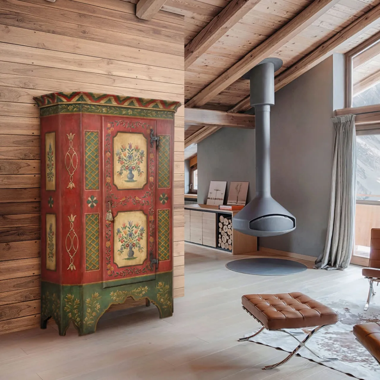 Vangelista 1960 Cabinets<Tirolesi '700 Baroque Tyrolean Polychrome Wardrobe