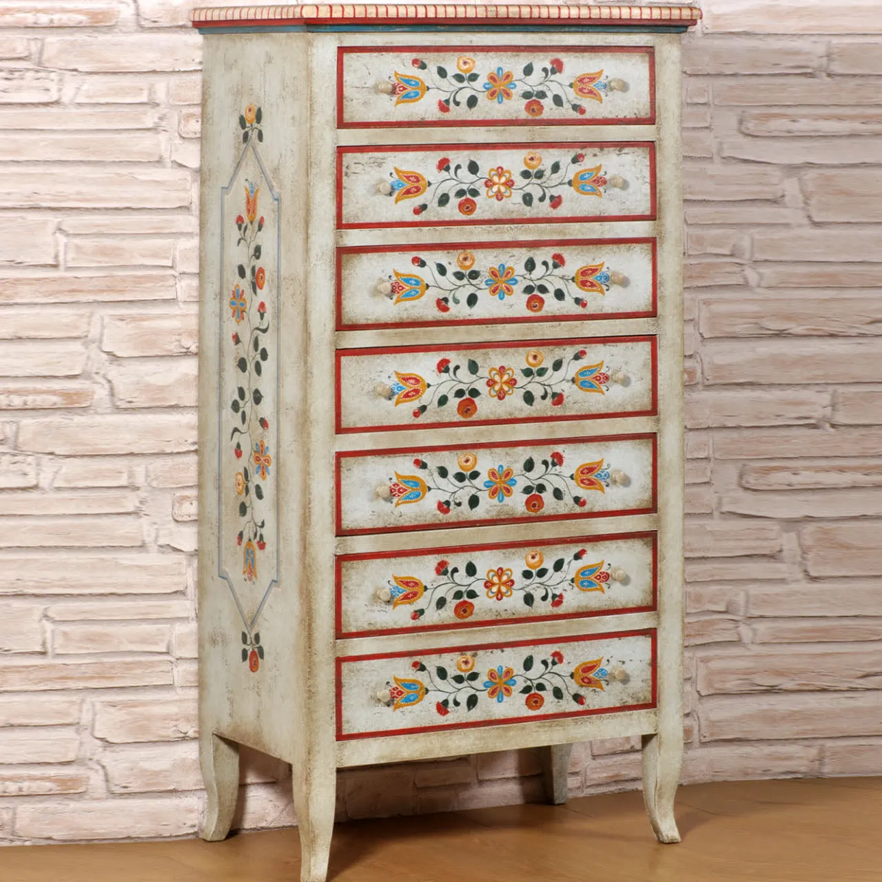 Vangelista 1960 Dressers<Tirolesi '700 Tyrolean-Style Floral Chest of Drawers