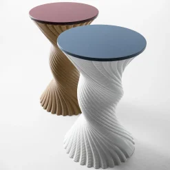Elli Stools<Tork Beige Twisted Stool and Mini Side Table