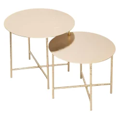 Enrico Girotti Nesting Tables<Tornielli Glossy Gold Finish Nesting Tables
