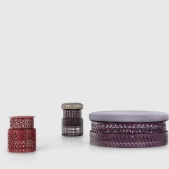 Da A Outdoor Chairs & Stools<Trame Small Round Purple Pouf with Gray Cushion