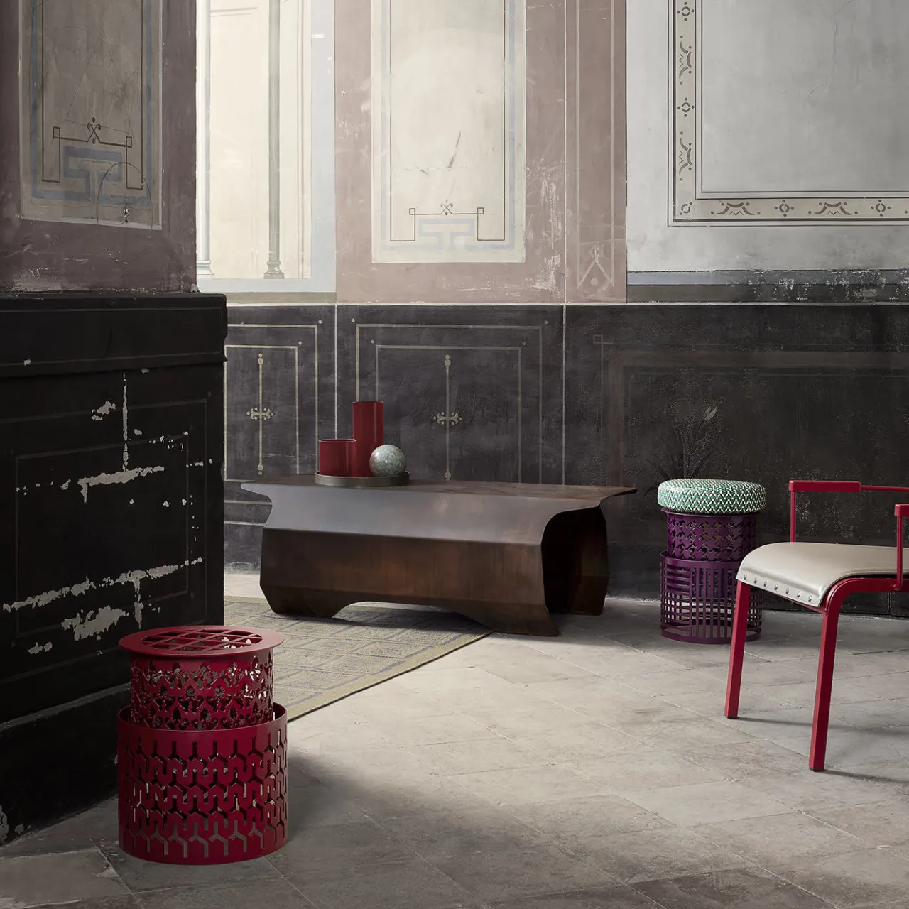 Da A Outdoor Chairs & Stools<Trame Small Round Red Stool
