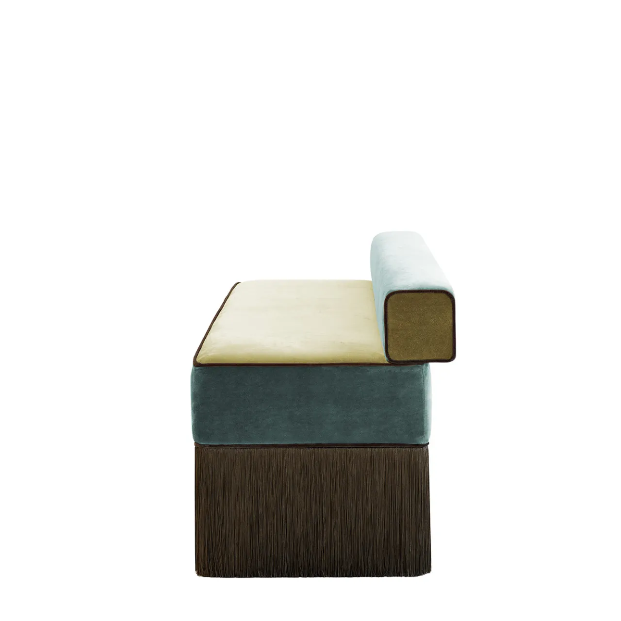 Lorenza Bozzoli Couture Benches<Tria green yellow velvet with fringes Sculptural bench