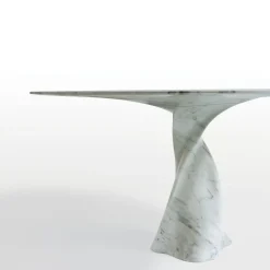MGM Marmi e Graniti Dining Tables<Twist Table in White Carrara Marble by Giuseppe Chigiotti