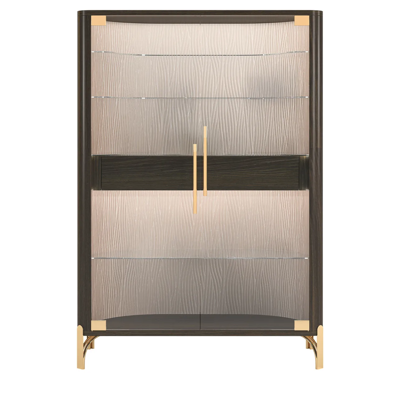 Morello Gianpaolo Bar Cabinets<Two-Door Brown Bar Cabinet with LED Light