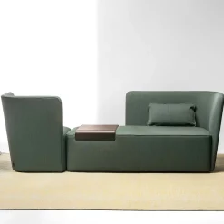 La Cividina Chaises<Velour Green Chaise Longue with Tray- Right
