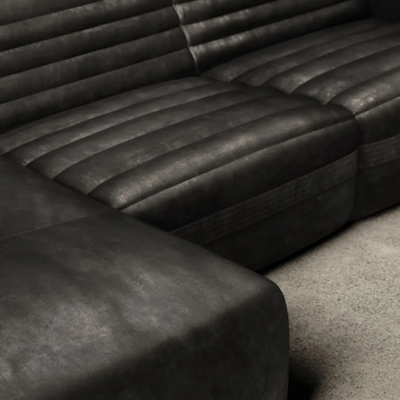 Giopagani Sofas<Vicious Modular Leather Black Sofa