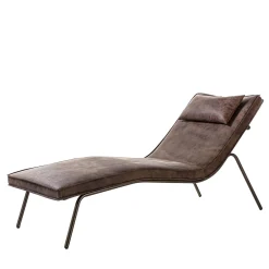 Enrico Pellizzoni Chaises<Vintage Brown Leather Chaise Longue
