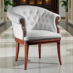 Marzorati Office Chairs<White Leather Armchair