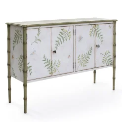 Porte Italia Cabinets<White-Green Lombardia Bamboo Cabinet with Ferns and Butterflies