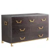 Chelini Dressers<Wood and Brass Sideboard by Michele Bonan
