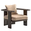 CPRN Homood Outdoor Armchairs<Zeno Moka Ash Wood and Leather Outdoor Armchair