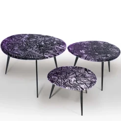 Ghirò Studio Nesting Tables<Zig-Zag Set Of Three Amethyst Crystal Coffee Tables