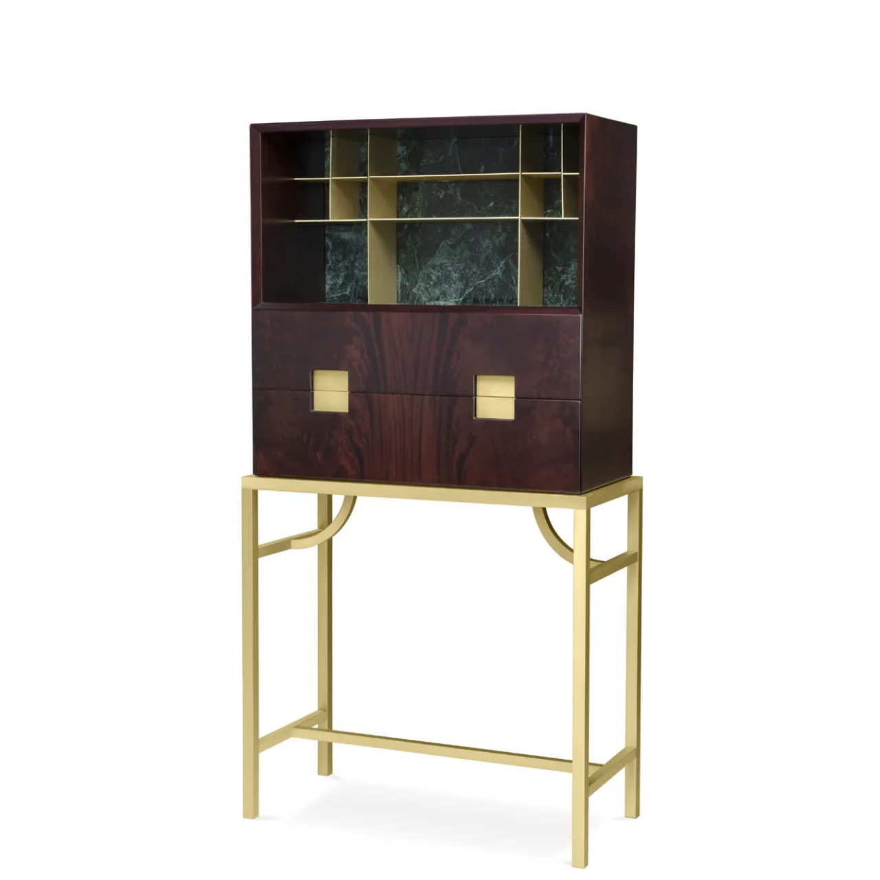Ghidini 1961 Bar Cabinets<Zuan Mahogany and Verde Alpi Marble Bar Cabinet by Paolo Rizzatto